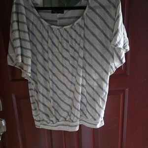 Striped Gray and White Women's Top